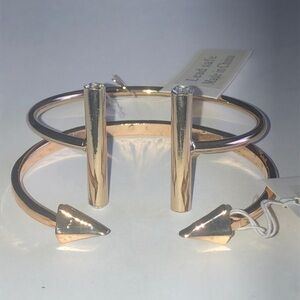 Gold Tone Arrow Spike CZ Rhinestone Cuff Bracelets